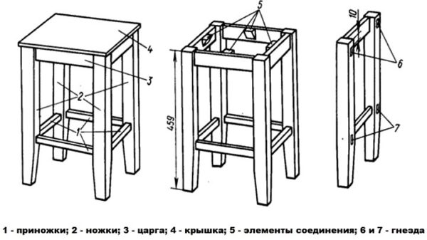 Чертеж простого табурета своими руками