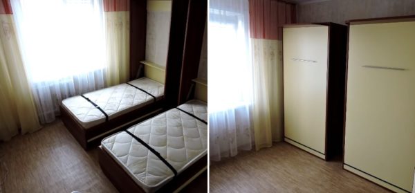 Кровать в открытом и закрытом положениях