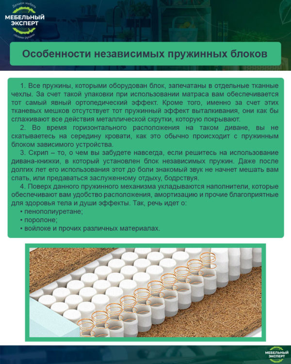 Особенности независимых пружинных блоков